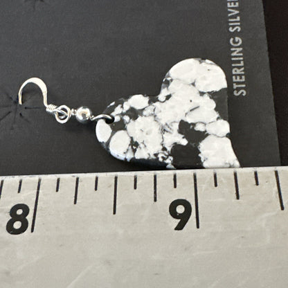 Heart Navajo Slab White Buffalo Turquoise Sterling Silver Earrings 17879