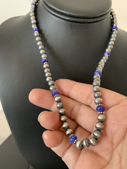 Purple Stone Bead Navajo Pearls Sterling Silver Necklace 20" 96320