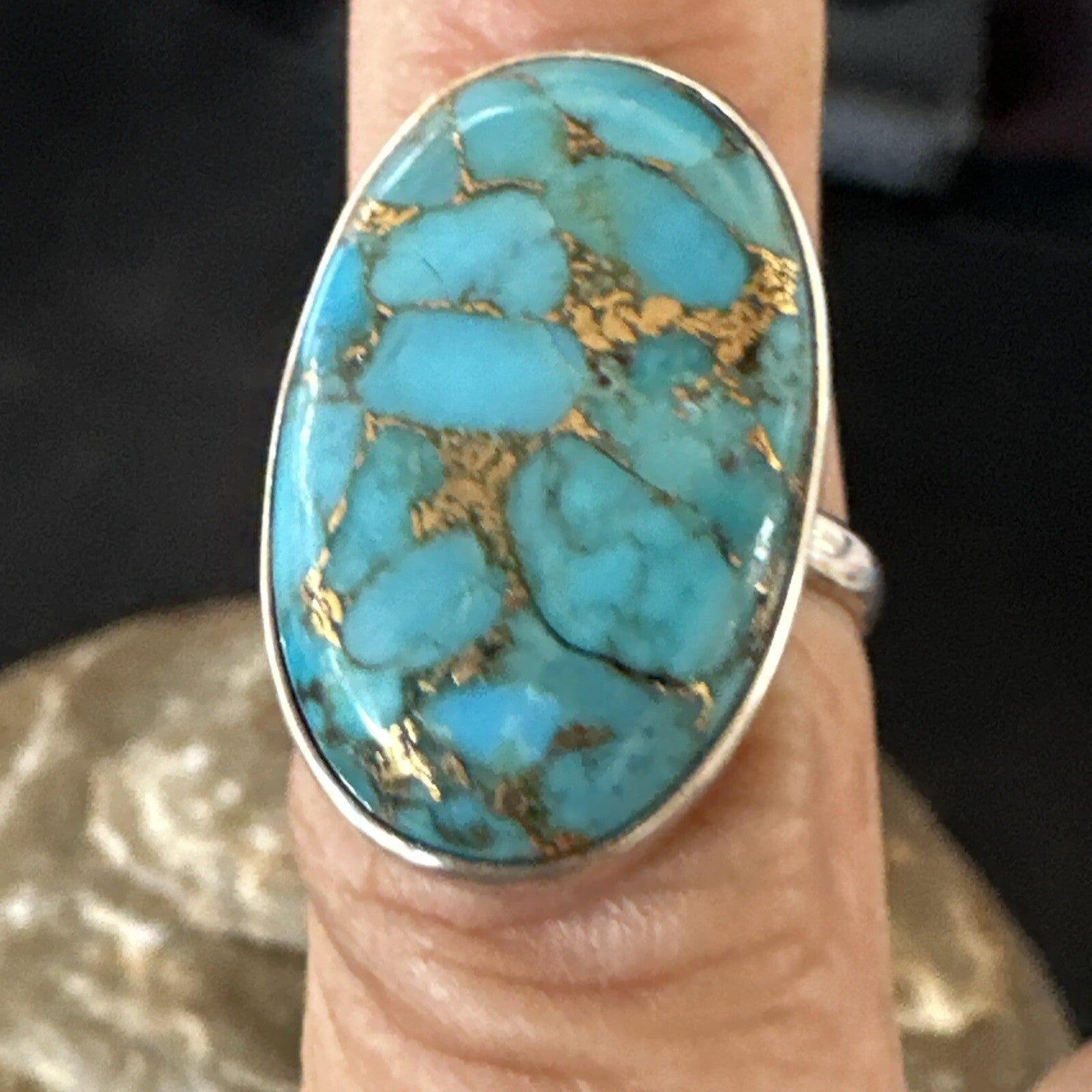 Mohave Native Navajo Sterling Silver Blue Turquoise Ring Sz 7 18241