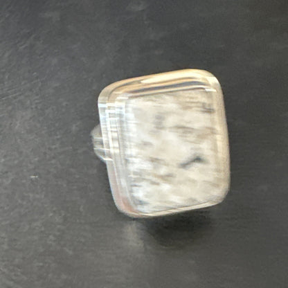 Navajo Sterling Silver White Buffalo Turquoise Ring Size 8.5 19307