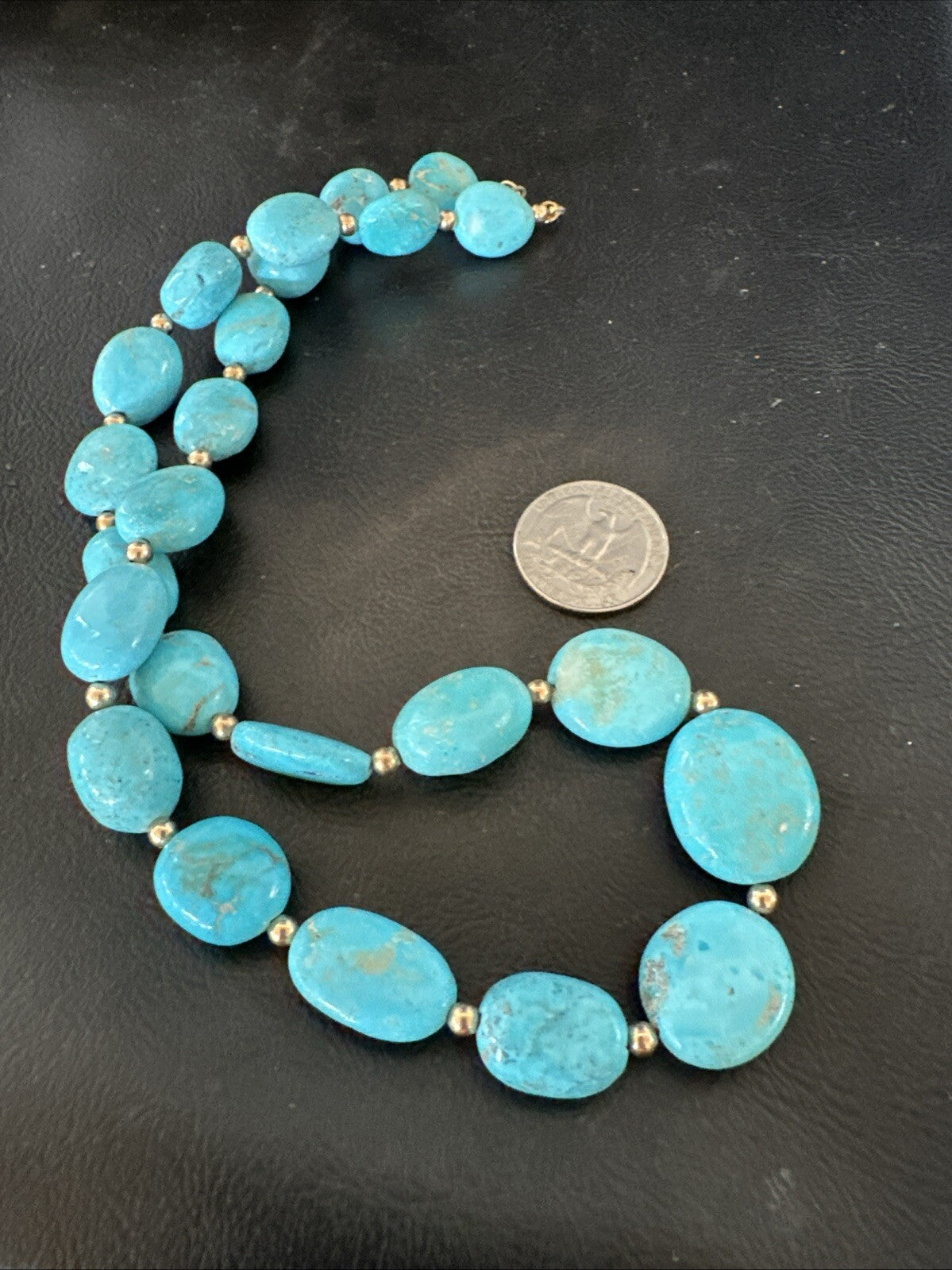 Authentic Gold filled Blue Sleeping Beauty Turquoise Navajo Necklace 20” 18607