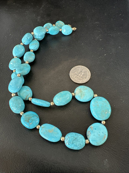 Authentic Gold filled Blue Sleeping Beauty Turquoise Navajo Necklace 20” 18607