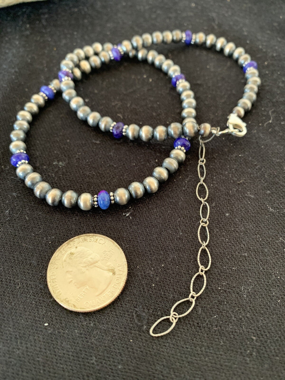 Purple Stone Bead Navajo Pearls Sterling Silver Necklace 20" 96320