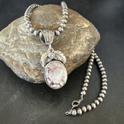 Men's Women's Wild Horse Turquoise Pendant Navajo Necklace 17809N | Sterling Silver | Authentic Native American Handmade