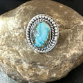 Navajo Blue Royston Turquoise Ring Size 7 | Sterling Silver | Authentic Native American Handmade | 19631
