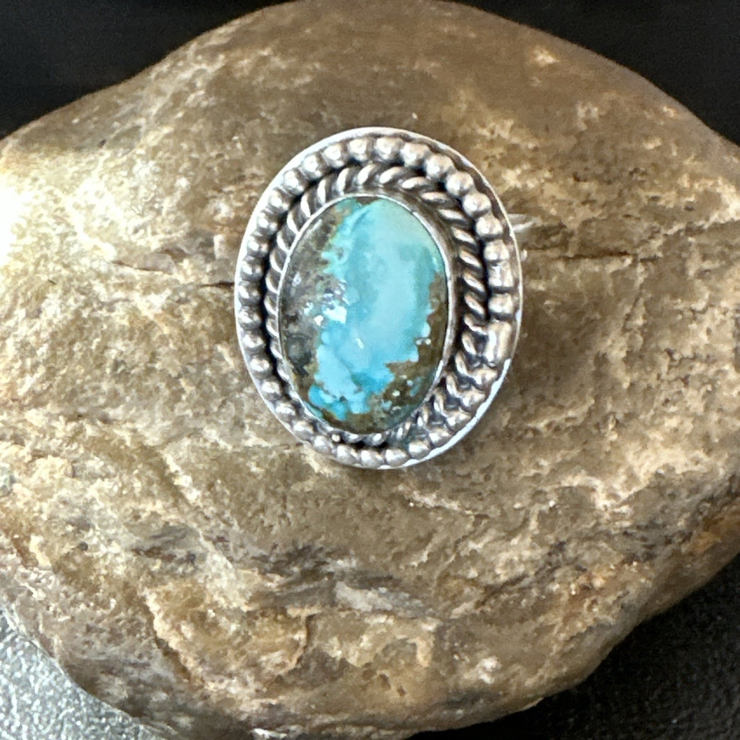 Navajo Sterling Silver Blue Royston Turquoise Ring Size 7 19631