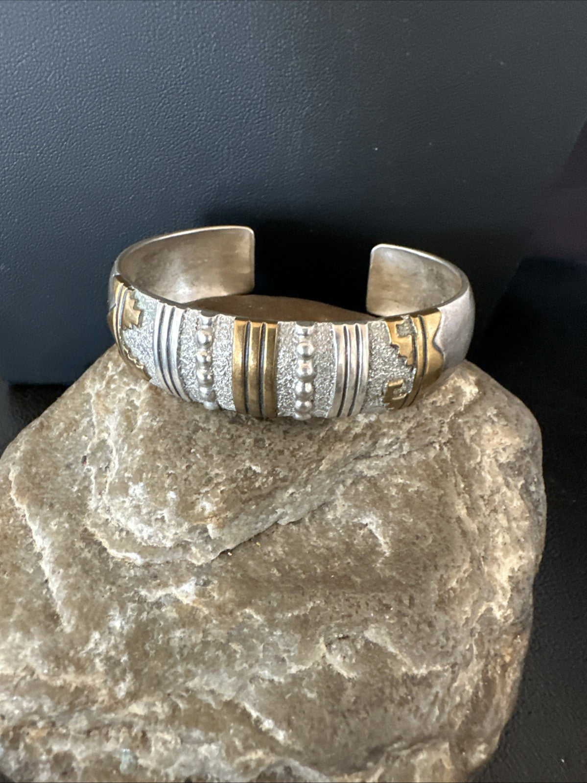 Gold filled Navajo Womens Sterling Silver Cuff Bracelet 6.75" 19700