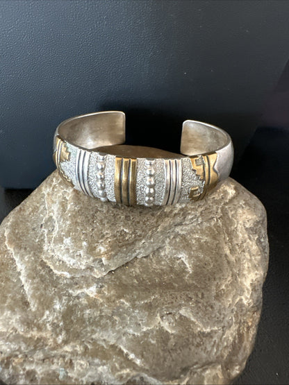 Gold filled Navajo Womens Sterling Silver Cuff Bracelet 6.75" 19700
