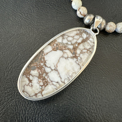 Mens Womens Wild Horse Turquoise Pendant Navajo Sterling Silver Necklace 19537