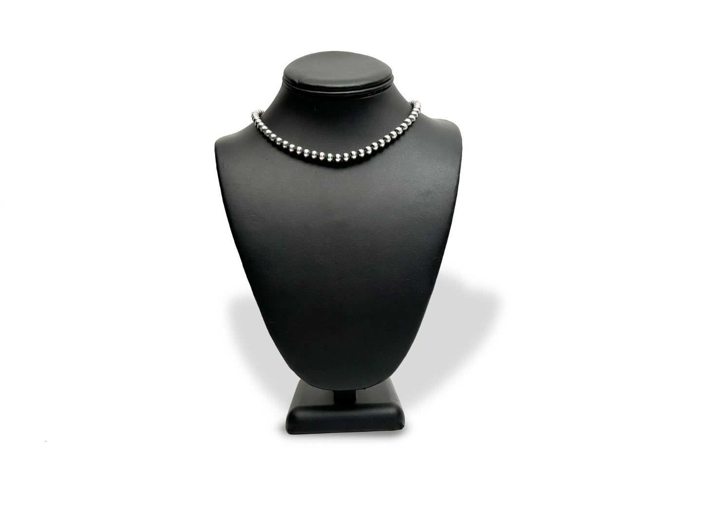 Native American 7mm Sterling Silver Navajo Pearls 15" Hook & Eye Cone Necklace