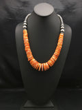 Spiny Oyster Graduated Navajo Beads Necklace 23" | Sterling Silver | Authentic Native American Handmade | 03085