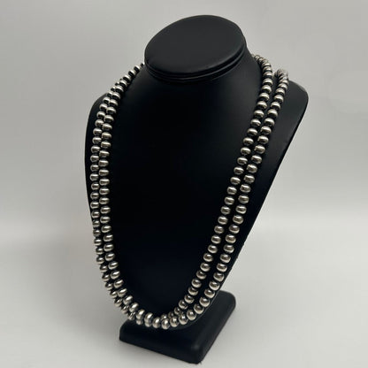 Native American 8mm Sterling Silver Navajo Pearls 51" Single Strand Necklace