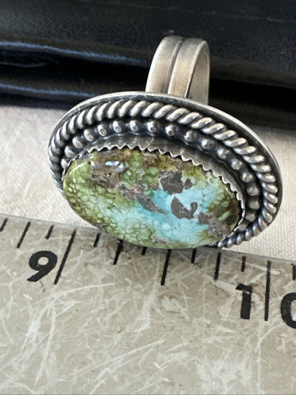 Navajo Sterling Silver Green Royston Turquoise Ring Size 9 19619