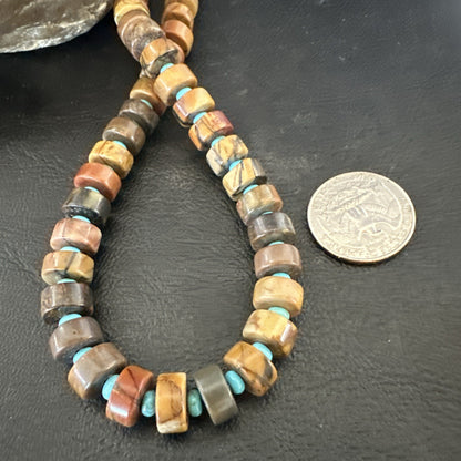 Red Creek Jasper Turquoise Pendant Navajo  Sterling Silver Necklace 17744