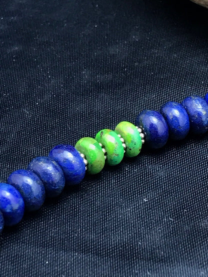 Lapis & Turquoise Beads Navajo Sterling Silver Necklace 03269