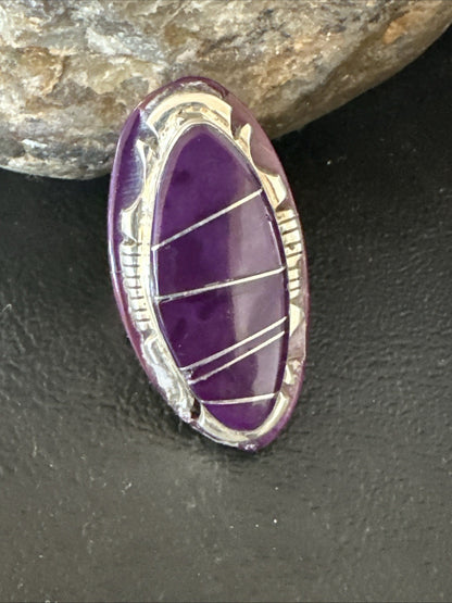 Beautiful Purple Sugilite Navajo Ring Inlay Sz 7.5 19813