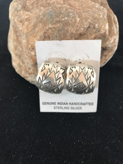 Navajo Sterling Silver Hand Stamped Handcrafted Post Earrings
