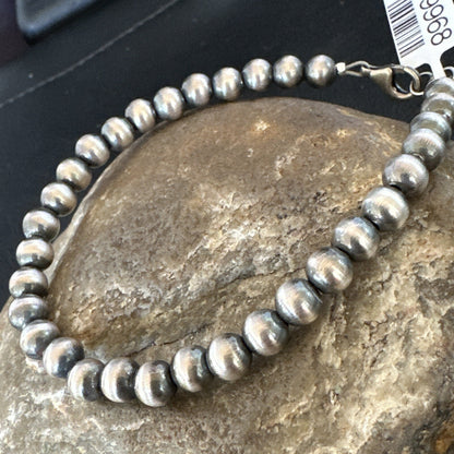 Native American Navajo 6mm Beads 7” Sterling Silver Bracelet 99967