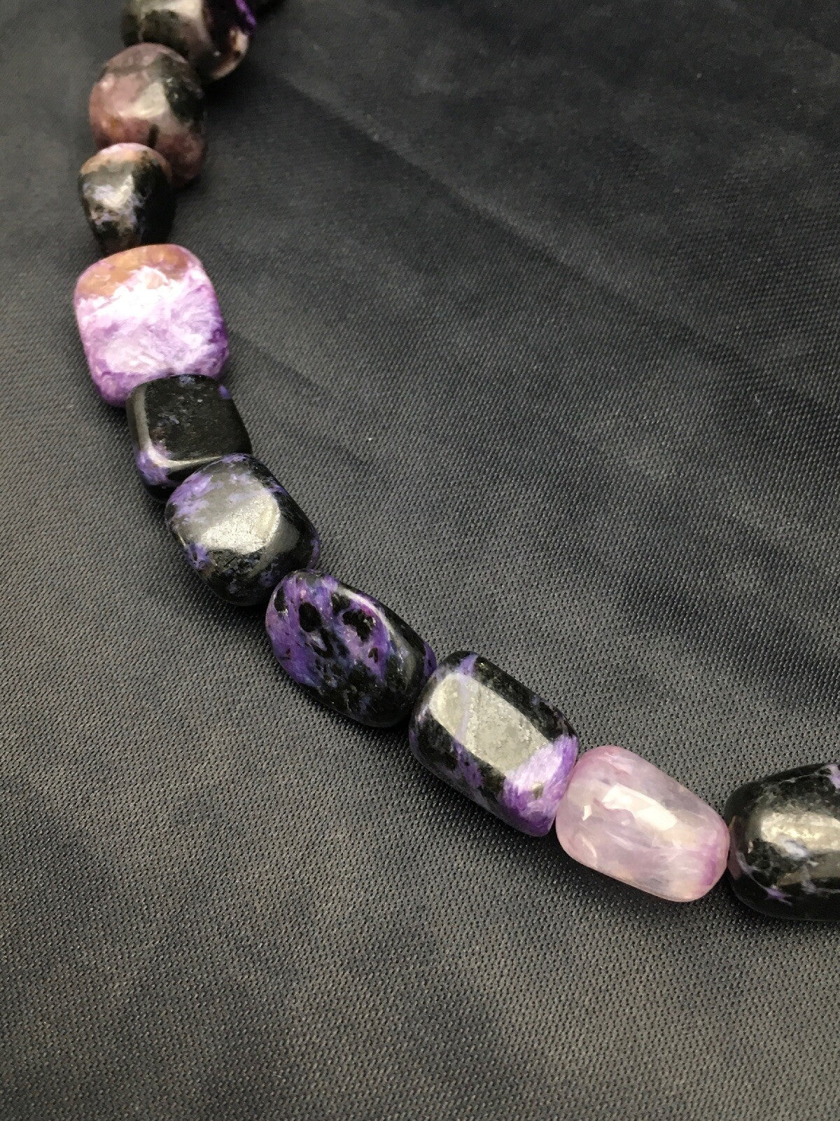 Purple Charoite Navajo Sterling Silver Beads Necklace 02700