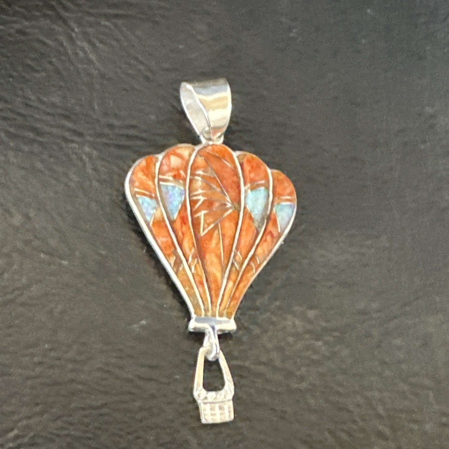 Balloon Orange Spiny Opal Pendant Navajo Sterling Silver 19259