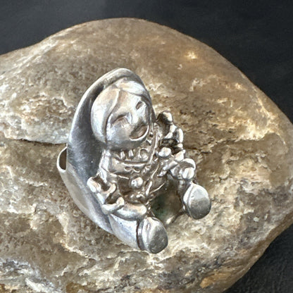 XL Mens Womens Storyteller Old Pawn Navajo Sterling Silver Ring Size 7 18116