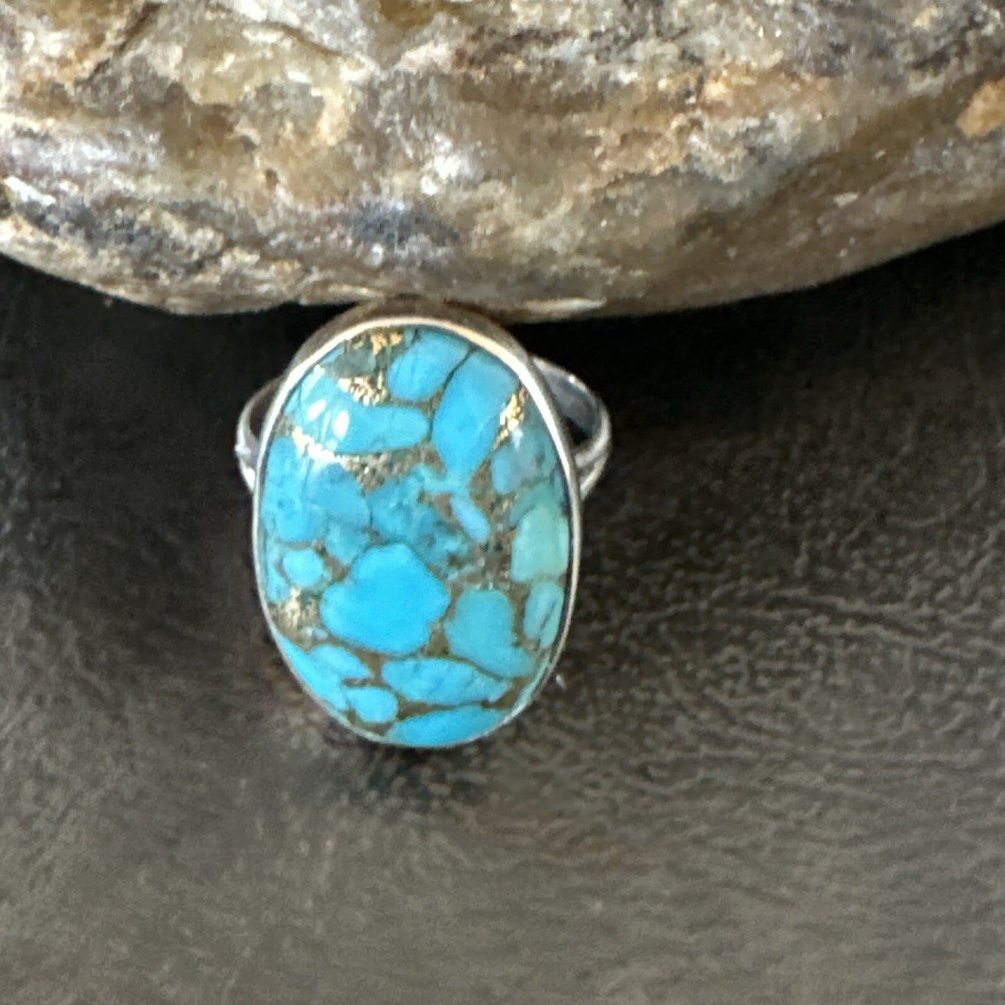 Mohave Native Navajo Sterling Silver Blue Turquoise Ring Sz 7 18240