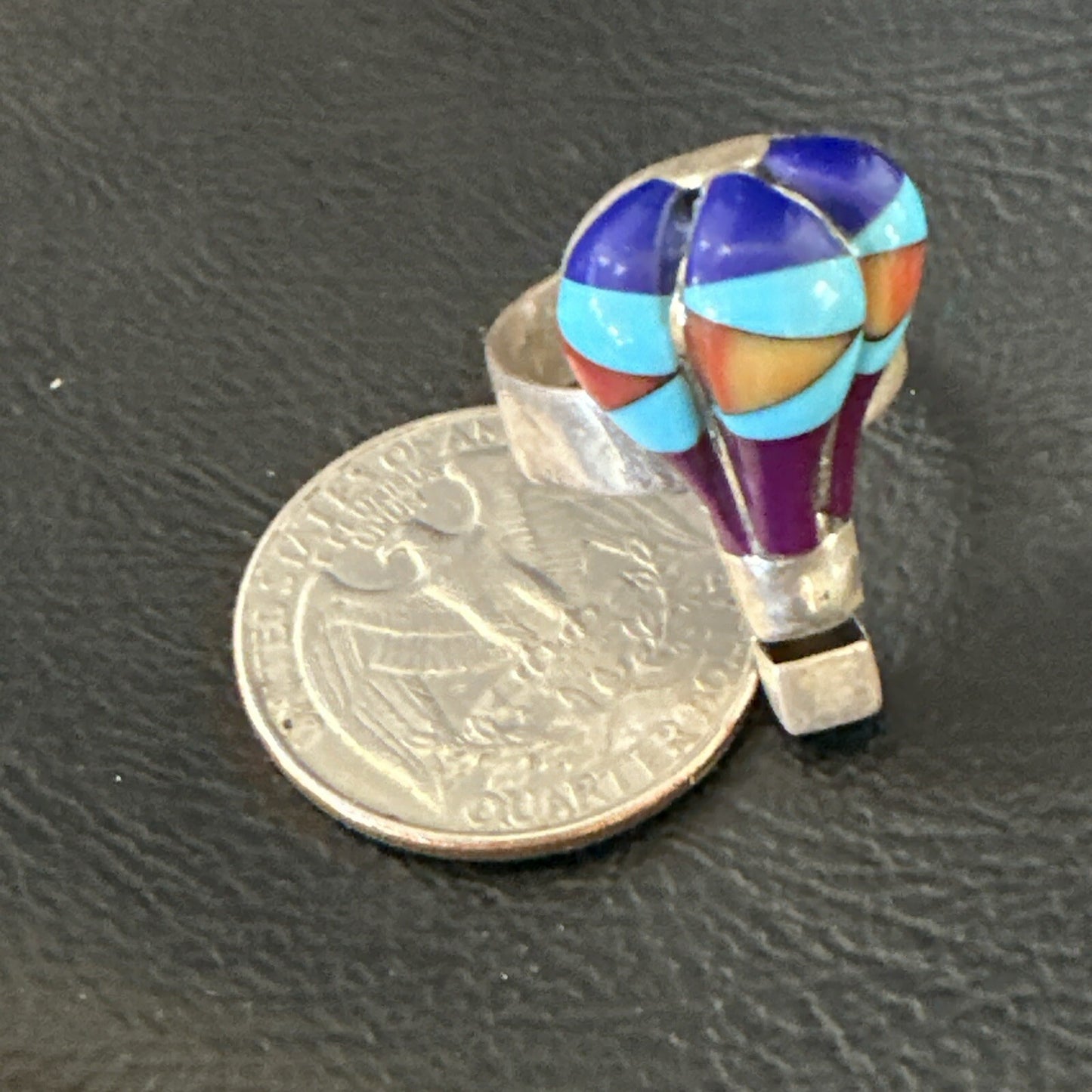 Navajo Balloon Blue Lapis Multicolor Turquoise Inlay Band Ring Sz 7 18190