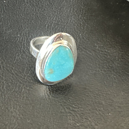 Southwestern Sterling Silver Blue Kingman Turquoise Ring Size 9 18529