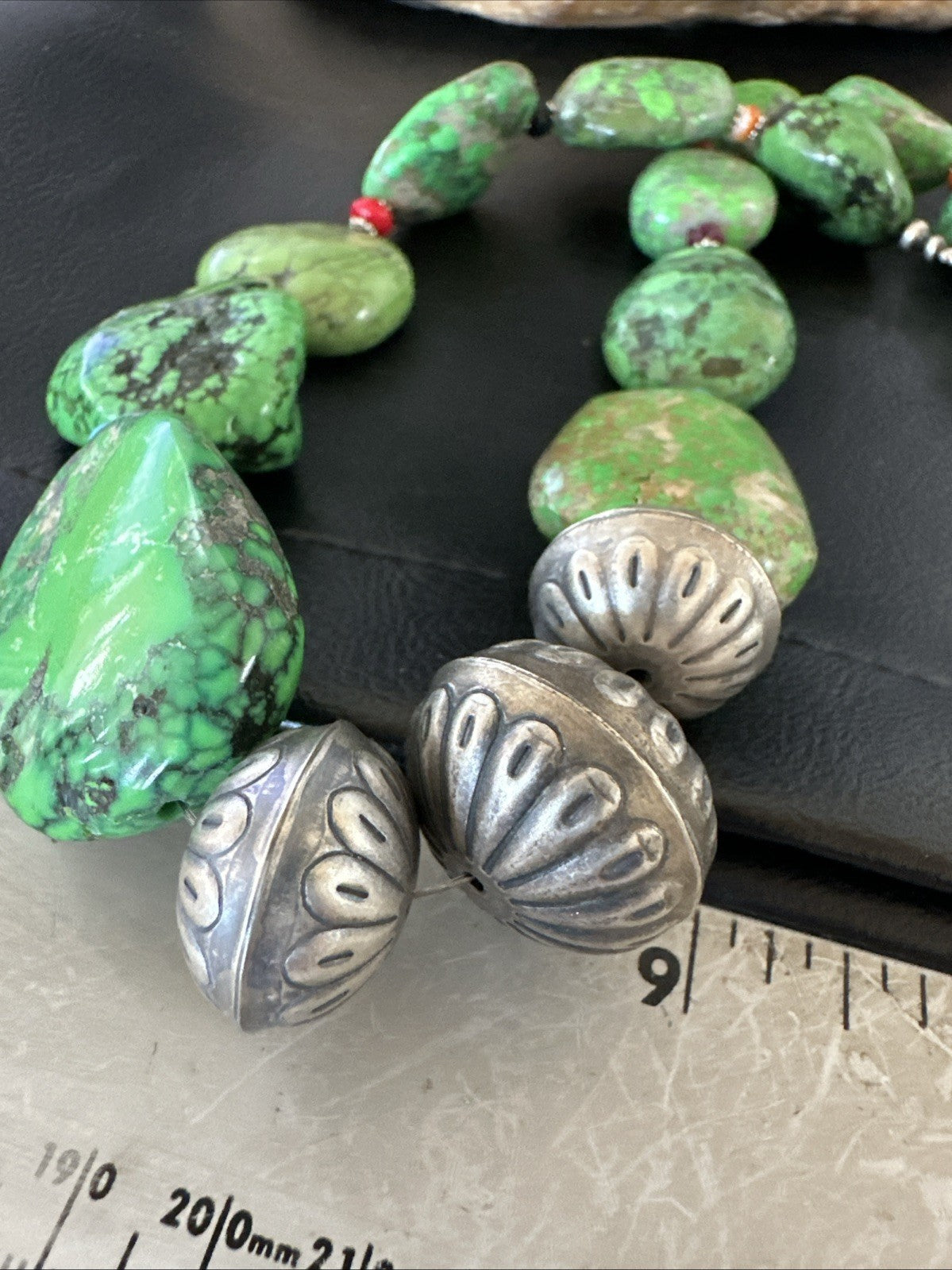 Green Turquoise Chunky Multicolor Southwest Sterling Silver Necklace 21" 19251