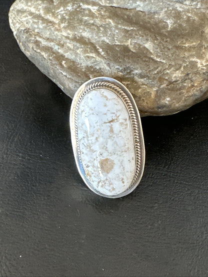 Native American Wild Horse Turquoise Navajo Sterling Silver Ring Size 8 19824