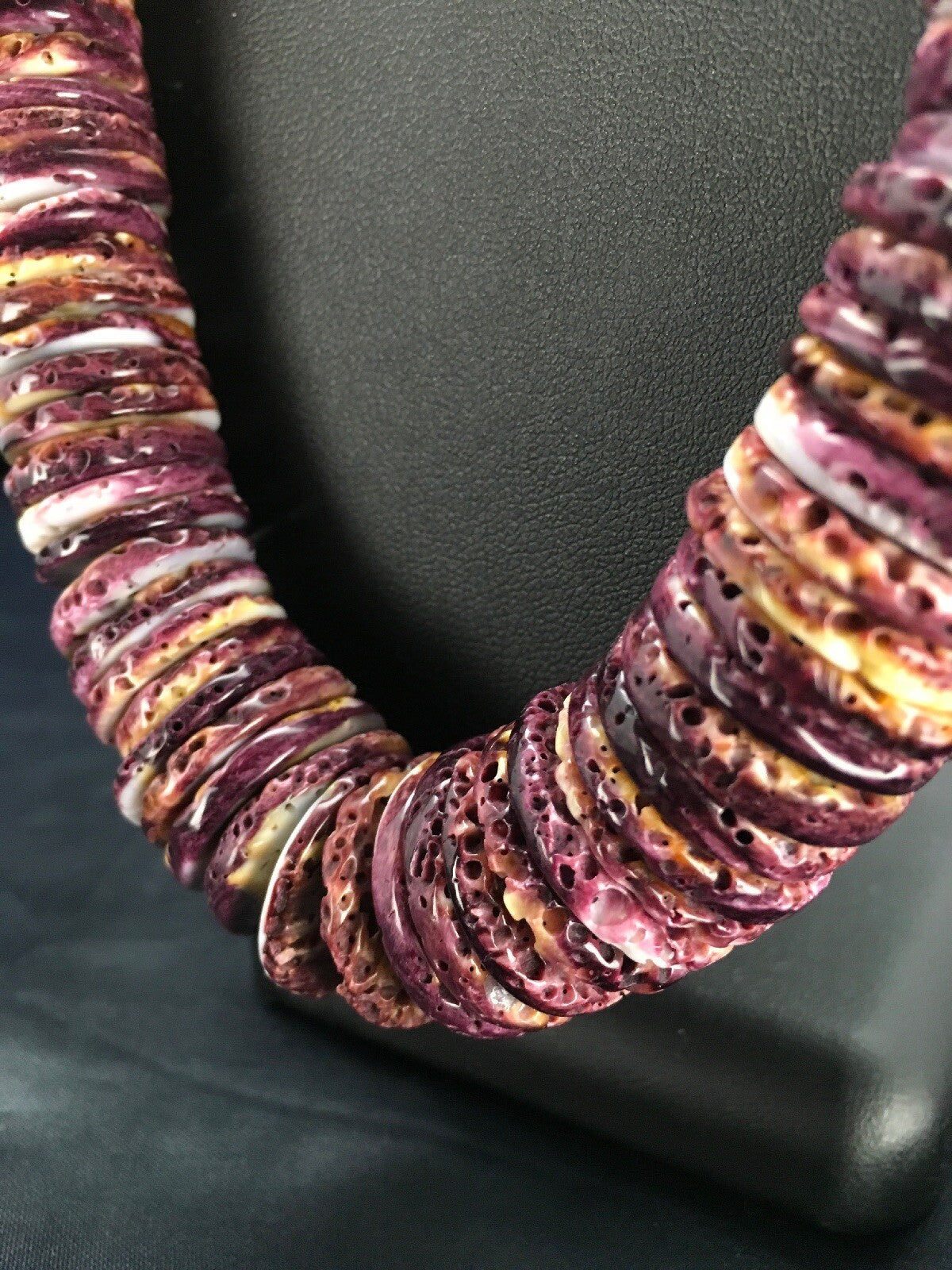 Purple Spiny Oyster Navajo Sterling Silver Beads Necklace 23" 02656