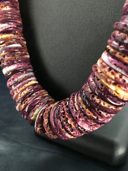 Purple Spiny Oyster Navajo Sterling Silver Beads Necklace 23" 02656