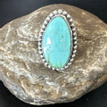 Navajo Blue Green Turquoise Adjustable Ring Sz 10 | Sterling Silver | Authentic Native American Handmade | 18769