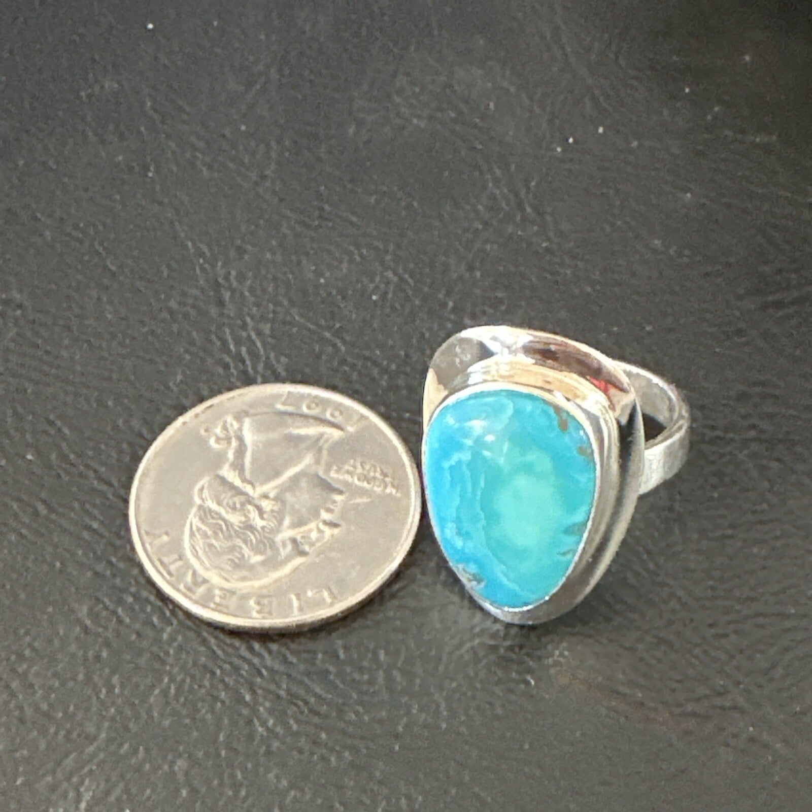 WoMens Sterling Silver Robin Egg Blue Kingman Turquoise Ring Size 9 17733