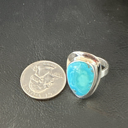 WoMens Sterling Silver Robin Egg Blue Kingman Turquoise Ring Size 9 17733
