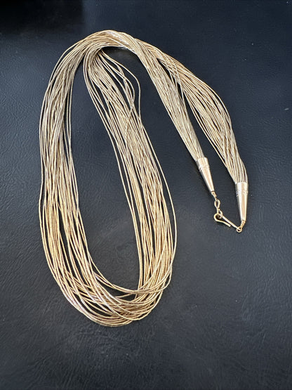 Gold Filled Heishi Tubes 30 Strand Liquid Sterling Silver Necklace 28” 18057