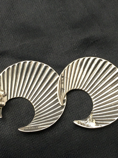 Crescent Indian Navajo Sterling Silver Stud Earrings 1" 04487