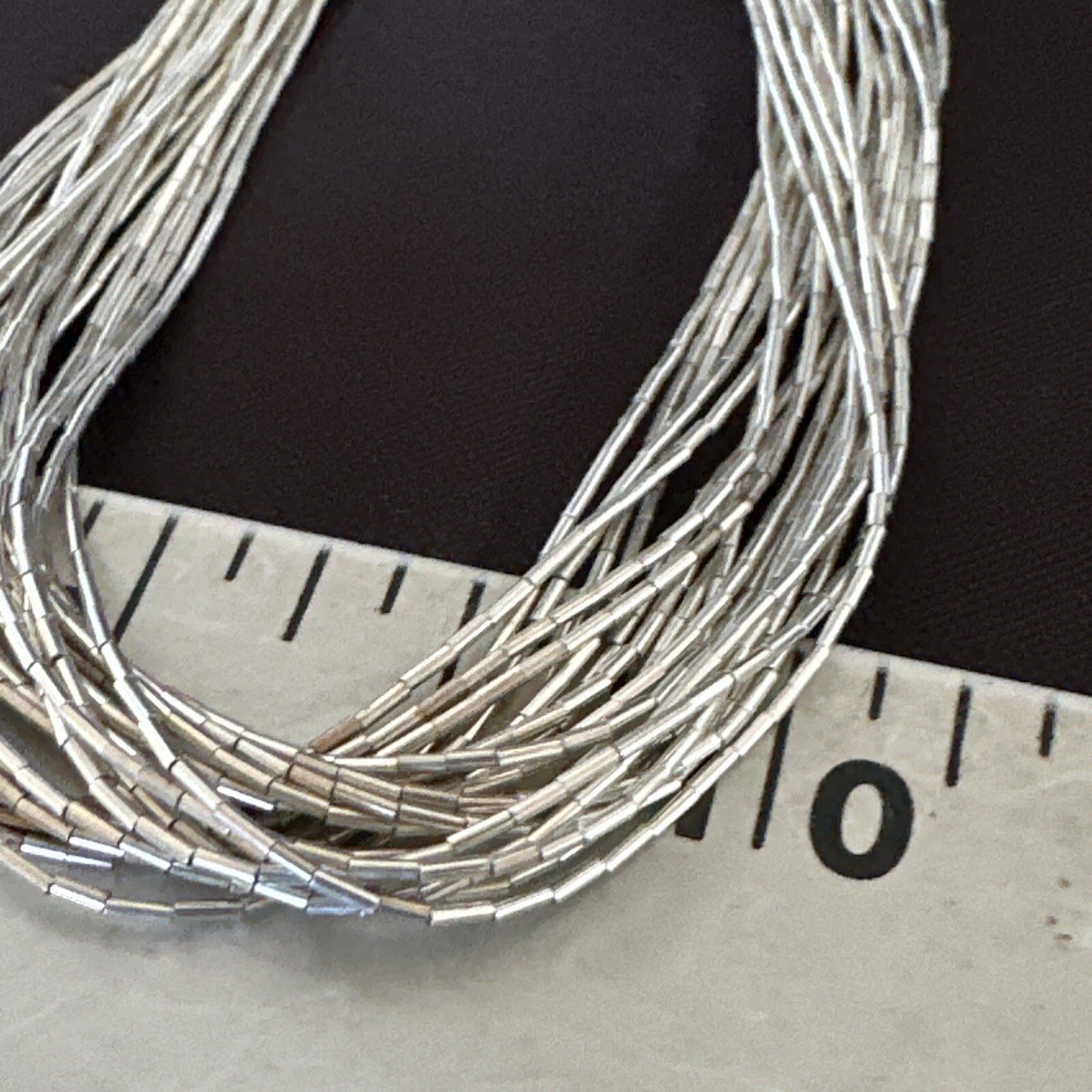 Womens Heishi Liquid Sterling Silver 20 Strands Bracelet 8” 4392