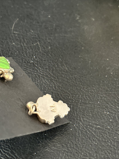 Green Gaspeite Navajo Sterling Silver Inlay 1" Earrings 14779