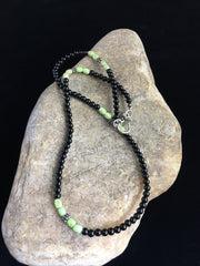 Men's Black Onyx Navajo Necklace 18" | Sterling Silver | Authentic Native American Handmade | 10014
