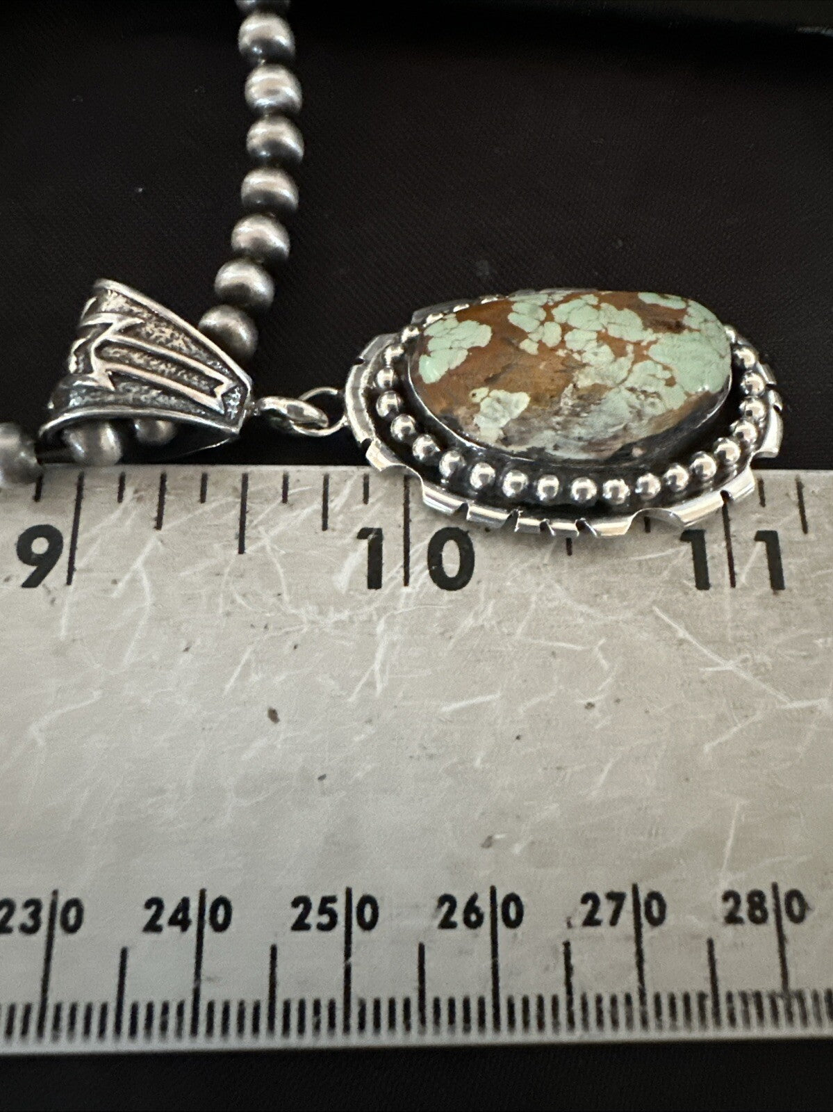 Blue Turquoise#8 Pendant Navajo Pearls Sterling Silver Necklace 18690
