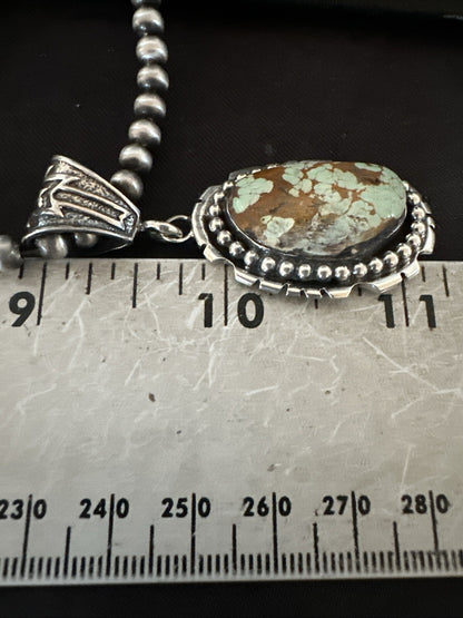 Blue Turquoise#8 Pendant Navajo Pearls Sterling Silver Necklace 18690