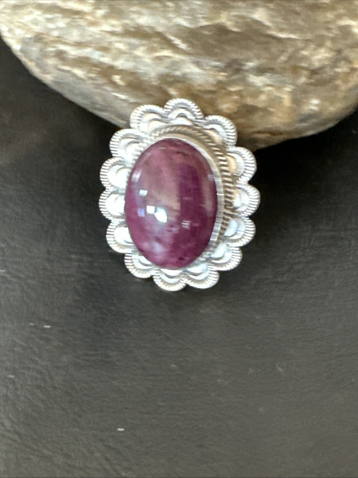 Womens Purple Spiny Oyster Navajo Sterling Silver Adjustable Ring Size 7 19821