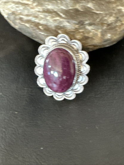 Womens Purple Spiny Oyster Navajo Sterling Silver Adjustable Ring Size 7 19821