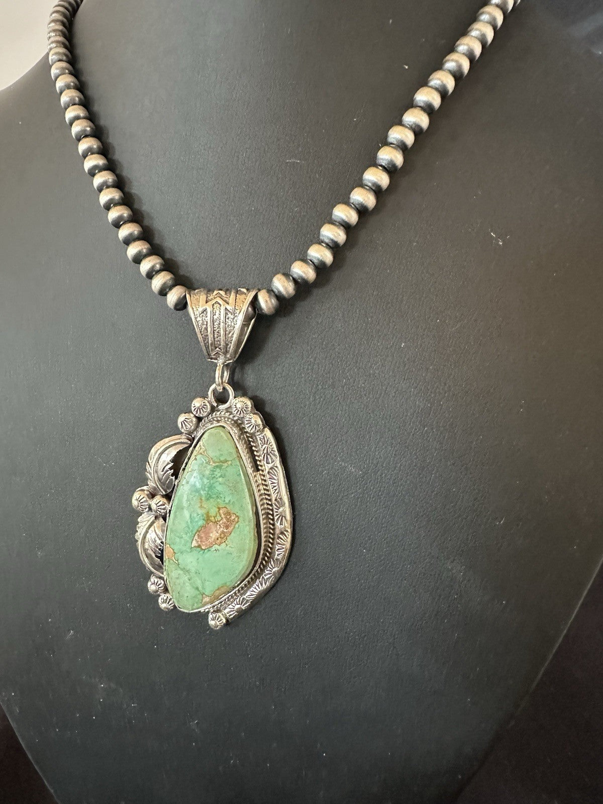 WoMens Navajo Pearls Sterling Silver Royston Turquoise Necklace Pendant 19364