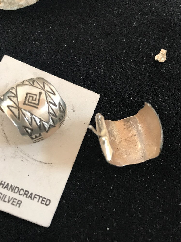 Navajo Sterling Silver Hand Stamped Handcrafted Post Earrings