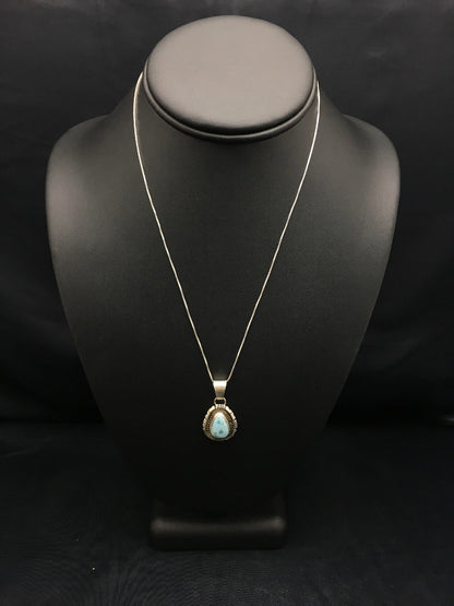 Dry Creek Turquoise Pendant Navajo Sterling Silver Chain Necklace 3107