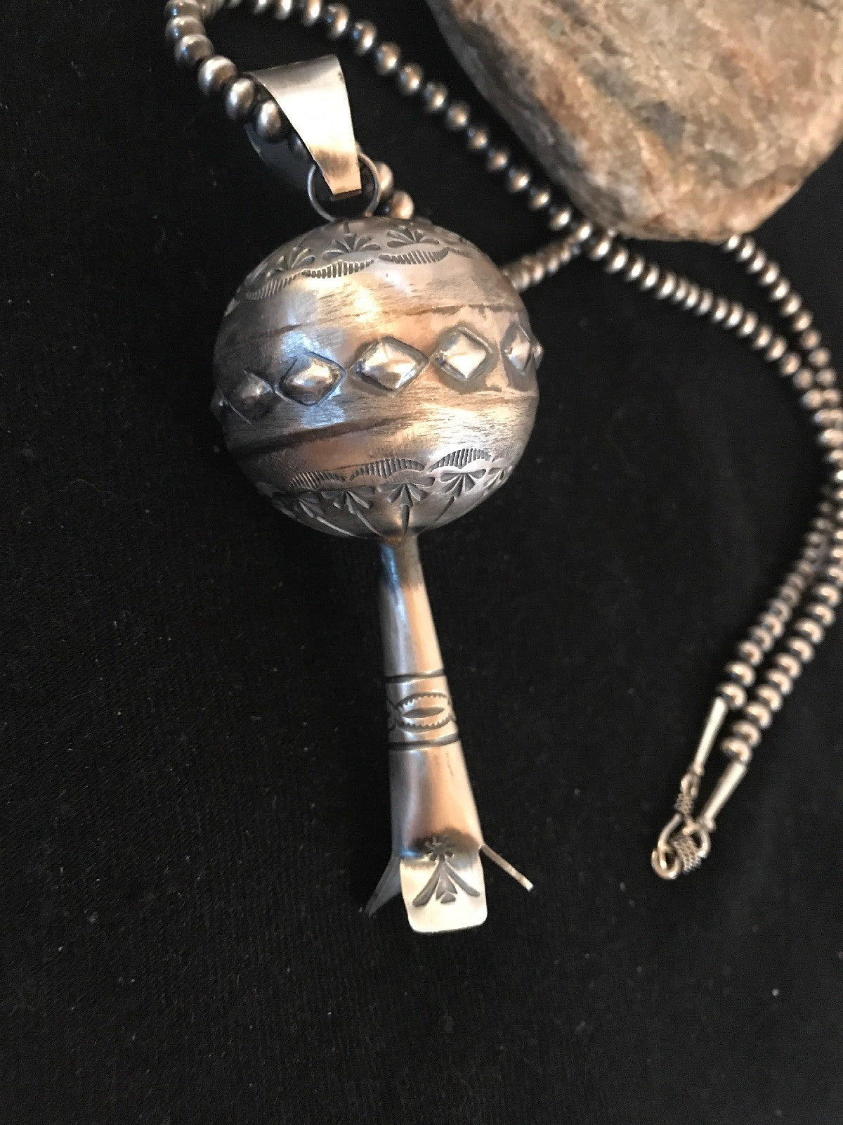 Navajo YAZZIE Sterling Silver LG Naja Necklace Pendant 4" 08394