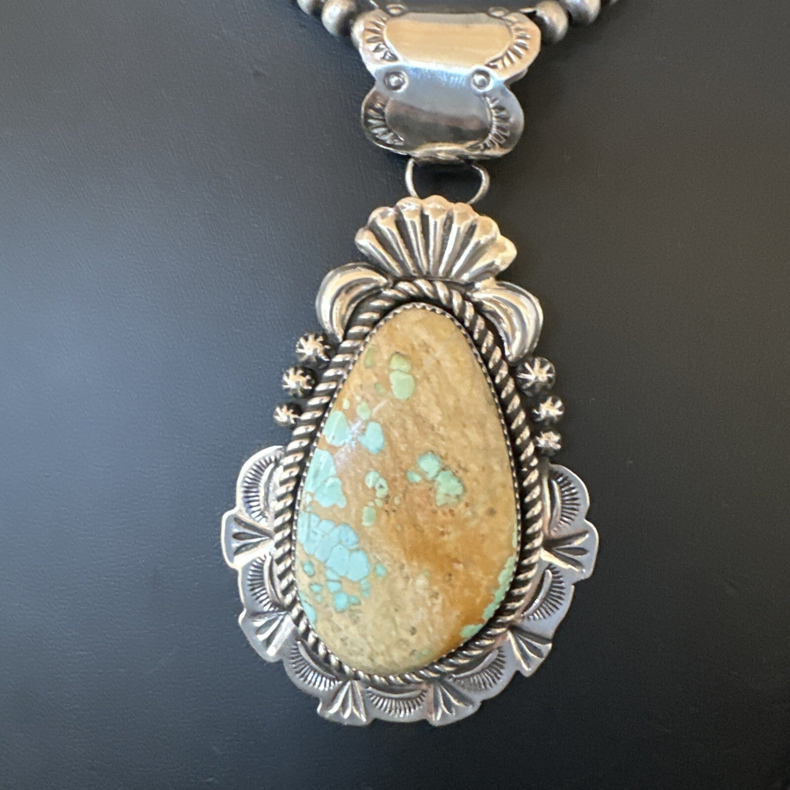 XXL Mens Royston Turquoise Pendant Navajo Pearls Sterling Silver Necklace 18746