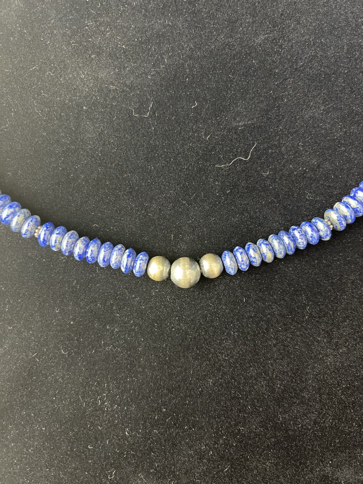 Mens Lapis Lazuli Navajo Pearls Sterling Silver Necklace 18” 1757
